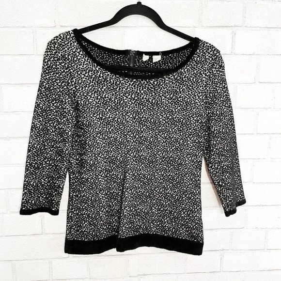 Moth - Anthropologie Black & White Zip Back Pullover Sweater Women's Size Small - Picture 1 of 8